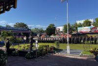 Kalapas Brebes, Mudo Mulyanto menghadiri upacara HUT Bhayangkara ke 80 di Mapolres Brebes, Rabu (1/7). Foto: ist