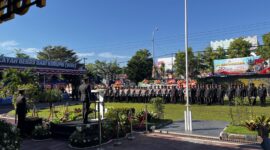 Kalapas Brebes, Mudo Mulyanto menghadiri upacara HUT Bhayangkara ke 80 di Mapolres Brebes, Rabu (1/7). Foto: ist